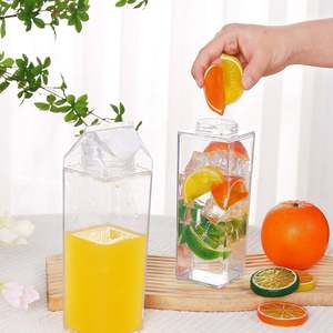 <b>Clear</b> 400Ml Double Wall Ice Gel Plastic Dinking Straw Cups Square Shaped Cute Animal Milk Cartons Plastic Water Bottle - Product Image 4