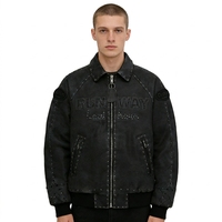 Blouson de motard en cuir de vachette OEM avec appliques, clous de luxe personnalisés, broderies et patchs en strass, blouson bomber pour homme