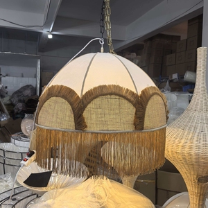 Abat-jour de lampe suspendue de haute qualité, très vendu, style rétro, modèle Palais, forme cloche, à franges, avec garniture grise, pour salon - Product Image 3