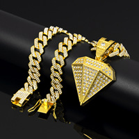 Nouveau Collier Chaîne de Mode en Alliage de Haute Qualité, Style Hip-Hop Européen et Américain, avec Grands Diamants, pour Vendeurs en Ligne, Direct Usine