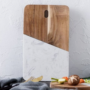 Tabla de cortar para servir queso de mármol de madera de Acacia de doble tono, tabla de cortar recién llegada para cocina casera - Product Image 1