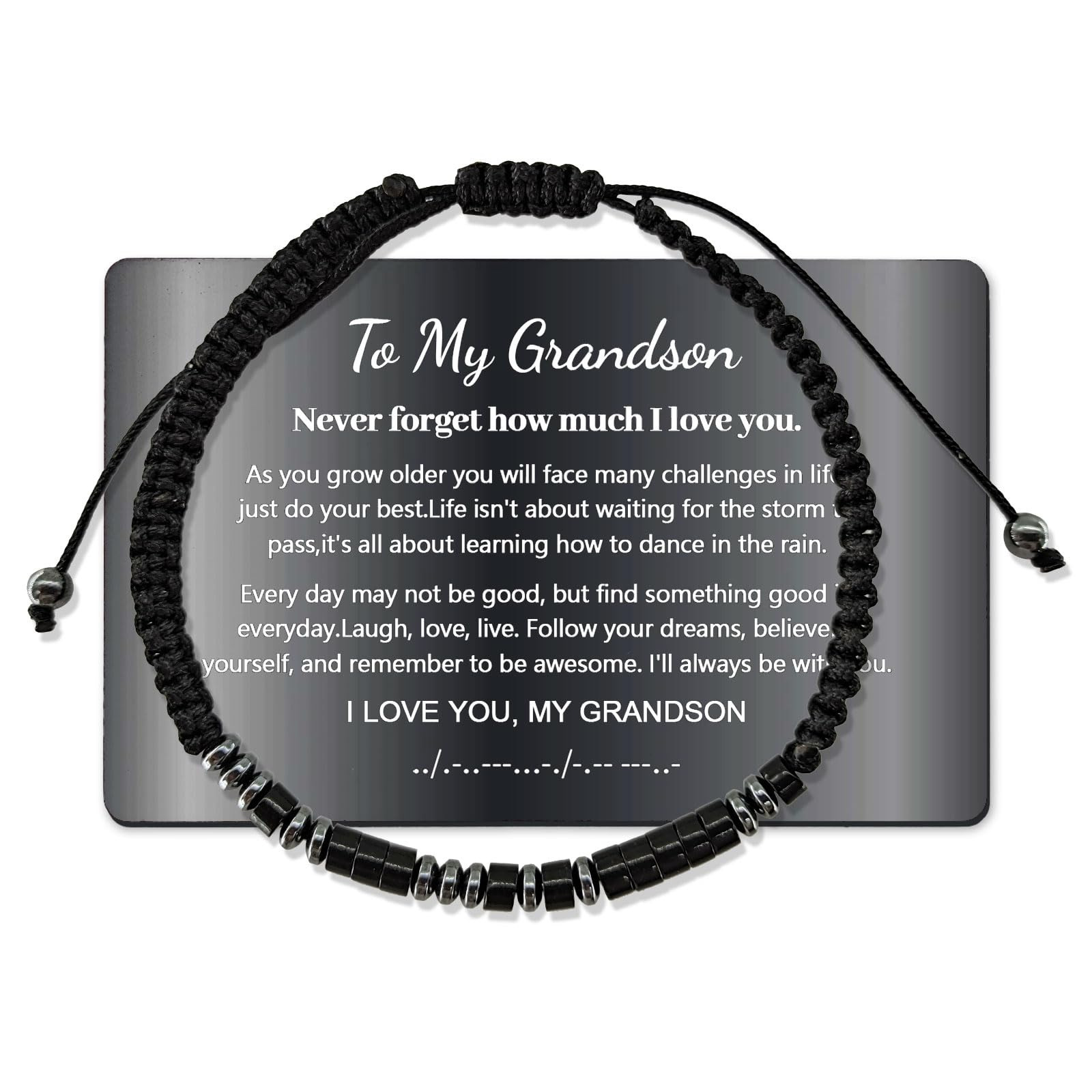 Bracelet à code pour mon petit-fils, plaque noire.