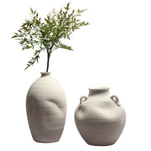 देहाती हस्तनिर्मित पर्यावरण के अनुकूल सिरेमिक पेंट वेडिंग वेज़ टेबलटॉप सजावट के लिए सफेद vases - Product Image 1