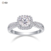Anillo de Diamante Cultivado en Laboratorio Chapado en Oro Blanco de 18K, Plata 925, Color D, Corte Cojín, Halo, Joyería Fina, Regalo para Esposa
