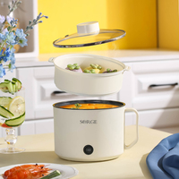 Casserole électrique à 2 étages avec couvercle en verre trempé, capacité de 1,2 L, revêtement antiadhésif, puissance de 600 W, pour la maison et les dortoirs