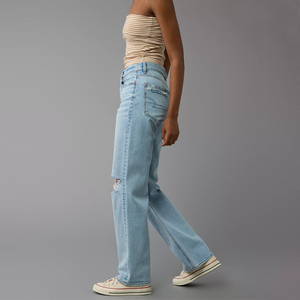 Pantalones vaqueros de Mujer desgastados pierna ancha cintura alta lavado ácido nueva moda al por mayor pantalones vaqueros rasgados talla grande 2XL <span class=keywords><strong>para</strong></span> mujer - Product Image 4