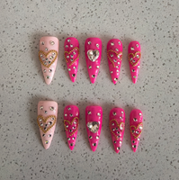Ongles artificiels en acrylique 100 % faits à la main pour femmes, forme amande, couvrance totale, personnalisés 3D, vente en gros, à presser