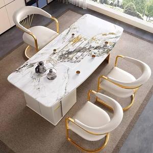 เก้าอี้รับประทานอาหารหนังสแตนเลสสำหรับห้องครัวเก้าอี้นวมหรูหราเฟอร์นิเจอร์ห้องรับประทานอาหารสำนักงานเก้าอี้เจรจาต่อรองระดับไฮเอนด์ - Product Image 2