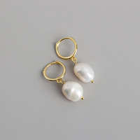Boucles d'oreilles clips en argent sterling 925 avec perles de culture d'eau douce baroques irrégulières, en stock, vente en gros, bijoux pour femmes