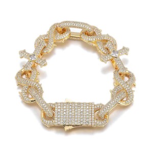 Bracelets cubains en moissanite VVS de qualité supérieure pour la vente en gros B2B, en argent S925, style croix épingle, entièrement sertis, maillons gourmette Miami, bijoux hip-hop pour hommes - Product Image 5