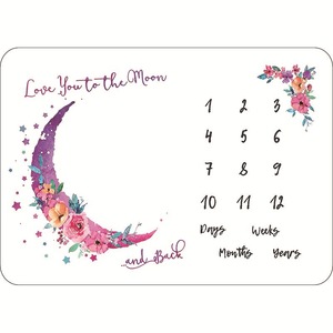 Manta de franela para bebé recién <span class=keywords><strong>nacido</strong></span>, 100% poliéster, para cultivo, mes, flor - Product Image 1