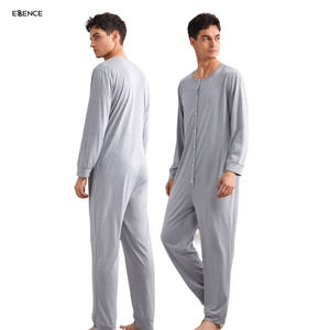 남자 점프 슈트 긴 면 사용자 정의 잠옷 사용자 정의 대나무 단추 성인 라운지웨어 남자 <span class=keywords><strong>Onesie</strong></span> - Product Image 1