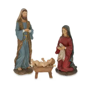 树脂圣诞耶稣诞生雕像手绘耶诞布景设3个小雕像10英寸