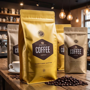 ถุงกาแฟพิมพ์ลายตามสั่ง คุณภาพสูง เกรดอาหาร ซิปล็อค อลูมิเนียมฟอยล์ ไมลาร์ บรรจุภัณฑ์แบบตั้งได้ สีดำด้าน - Product Image 2