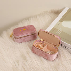 Caja de Almacenamiento de Joyería de Viaje de Terciopelo de Lujo al por Mayor, para Pulseras, Collares y Anillos, con Cierre de Cremallera y Embalaje con Logotipo Personalizado - Product Image 5