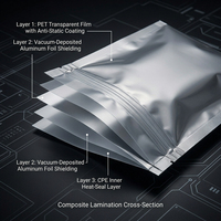 Sac de protection antistatique ESD avec fermeture éclair, sac en plastique CPP argenté métallisé refermable pour HDD, SSD ou autres appareils électroniques
