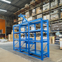 Système de rayonnage en entrepôt Support de moule semi-ouvert 3 couches avec tiroirs en acier robuste Support de stockage en acier