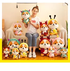 Em estoque popular Por Atacado esquilo Shiba Inu Cão Macio Almofada de pelúcia Boneca kawaii Esquilo Bonito Brinquedos De Pelúcia