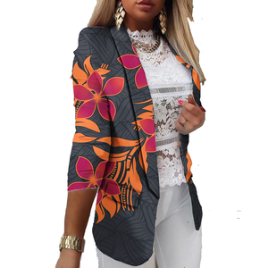 Direktvertrieb Damen Freizeitanzüge Elegante Gerade Polynesische Hawaii Blumenmuster Wärmeübertragungsdruck Damen <span class=keywords><strong>Blazer</strong></span> - Product Image 6