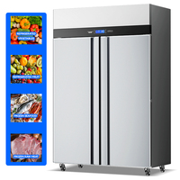 Congélateur vertical commercial 3 portes 1350L en acier inoxydable 304, réfrigérateur à ouverture frontale, refroidissement par ventilateur, sans givre, pour cuisine de restaurant