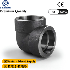 Coude à 90 degrés en acier au carbone forgé A105, prix usine, 3000 LB, raccord de tuyauterie DN15 à DN50 pour pipelines pétroliers, gaziers et vapeur - Product Image 1