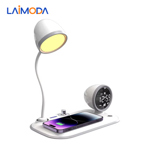 Laimoda Snelle Draadloze Oplader Station 3 In 1 Led Lamp Draadloze Oplader Magnetische Multi-Functionele Audio Klok Met Scherm - Product Image 4