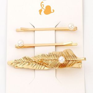 Pinza para el Cabello con Pluma Dorada y Perla Lateral de 12 cm, Accesorio para el Cabello de Uso Diario - Product Image 4