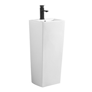 Lavabo de Pedestal Blanco CR One Piece 440x360x835mm con un Solo Orificio - Product Image 2
