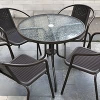 Ensemble de meubles d'extérieur modernes YingRun, structure en métal, table en verre ondulé, résistant aux intempéries, ensemble de bistrot pour patio et jardin
