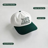 Topi Kasual Unisex Streetwear Grosir Putih Hijau Dua Warna Ripstop Baseball Cap Bordir Bunga Kartun MOKKI 5 Panel Dad Hat