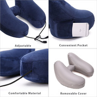 Oreiller de voyage gonflable à soutien parfait confortable 2025 avec housse en velours doux et sac à cordon portable