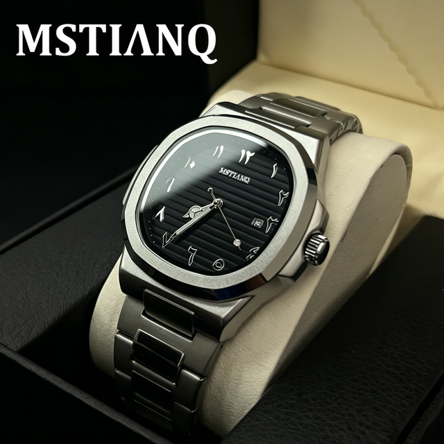 New Luxury and Fashionable Quartz Watch for Men with Arabic Numeral Dial  Luminescent Hands  Waterproof Stainless Steel Strap