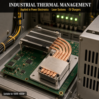 Dissipateur thermique personnalisé à caloducs, 6 caloducs en cuivre, ailettes en aluminium, base usinée CNC, refroidissement thermique pour IGBT, laser, chargeur EV