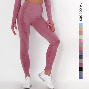 Pantalon pour femmes sans couture avec logo personnalisé, leggings tissés à pois, nouveau design, collants push-up, styles élégants pour dames, couleurs unies