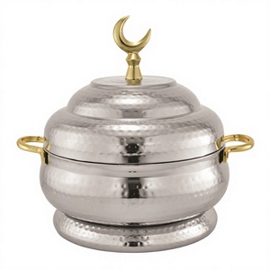 Chauffe-plat en métal martelé de forme ronde pour table, plat de service de luxe, nouveau modèle très vendu - Product Image 1