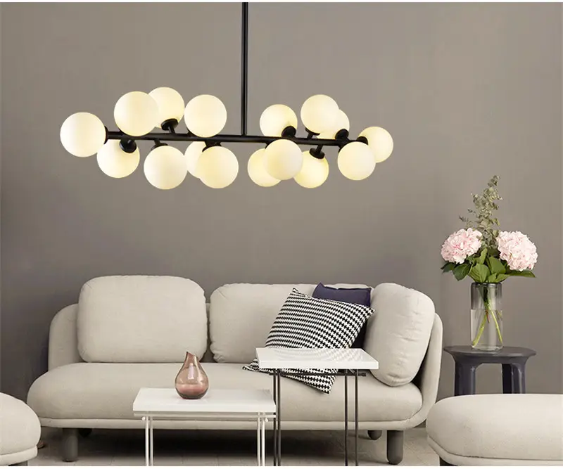 Lampe à suspension moderne, design nordique minimaliste, boule de verre, éclairage d'intérieur, luminaire décoratif de plafond, pour salon et salle à manger, G9