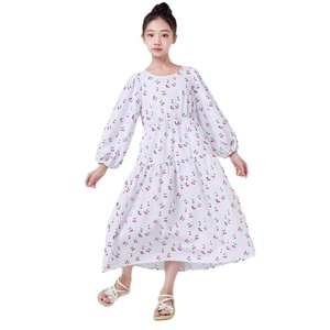 Abito Abaya con stampa ciliegio da donna <span class=keywords><strong>medio</strong></span>-<span class=keywords><strong>orientale</strong></span> Casual collo aperto XXL e abito taglia unica per ragazze MSL196 abbigliamento musulmano - Product Image 1
