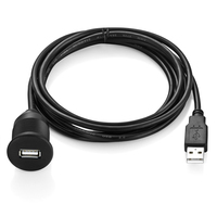 Bochara panneau de montage encastré USB 2.0 câble de tableau de bord d'extension mâle à femelle blindé pour voiture camion bateau