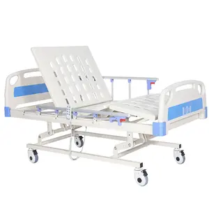Adjustable Hospital Bed 3 Crank Manual Portable Control Manual Medical Bed For Sale