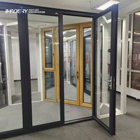 Porte pliante en aluminium moderne avec isolation thermique et double vitrage pour salon de villa