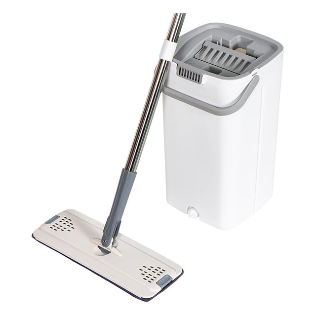 Scratch Clean Flat Mop  with Double Bucket  to Separate Dirty and Clean Water Mop and Bucket for Household and Floor Cleaning