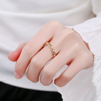 New Classic Popular 925 Sterling Silver Ring Minimalist Geometric Zircon Finger Ring Adjustable Silver Plated Rings for Women