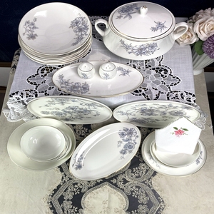 Bộ đồ ăn sứ xương cao cấp, bền vững, hiện đại, sang trọng, họa tiết hoa, viền vàng, tùy chỉnh màu sắc & logo, kèm hộp quà tặng - Product Image 3