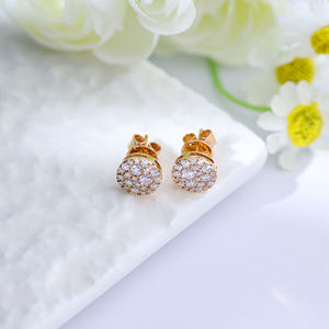Boucles d'oreilles clous tendance en or massif 14 carats et or rose, serties de diamants, faites à la main, pour femme, idéales pour les fêtes, le quotidien ou comme cadeau d'anniversaire - Product Image 3