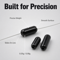 Hirisi Plombs de pêche à la carpe en tungstène, poids pour lignes de montage 50mg 80mg, perles noires pour montage, petite taille, matériel terminal, vente en gros AG201