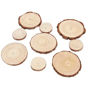 3-12Cm Dikke Natuurlijke Craft Diy Ronde Unfinished Hout Cirkels Boom Plakjes Discs Placemat Met Boomschors Log ornamenten