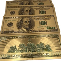 Billets de banque en or pur 24k en feuille d'or, billets de banque en dollars américains, billets à deux faces