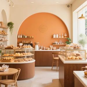 <span class=keywords><strong>Vitrine</strong></span> de boulangerie commerciale haut de gamme, contrôle intelligent de la température, construction robuste, éclairage LED, finition marron - Product Image 2