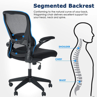 Silla de escritorio ergonómica para oficina, silla de ordenador de malla con soporte lumbar, reposabrazos abatibles