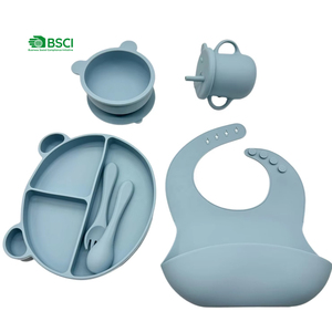Ensemble de vaisselle pour bébé multi-styles, de qualité alimentaire, respectueux de l'environnement, en silicone souple, pour l'alimentation <span class=keywords><strong>complémentaire</strong></span> - Product Image 1